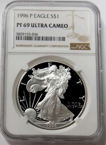 1996年 P プルーフ $1 アメリカン シルバー イーグル 1オンス コイン NGC PF 69 UC