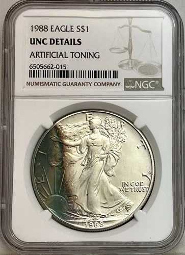 1988年 アメリカンシルバーイーグル 人工調色 NGC Unc 詳細