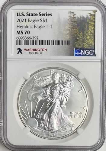 2021 S$1 ヘラルディック イーグル T-1 MS6970 NGC 米国州シリーズ ワシントン 50,820円