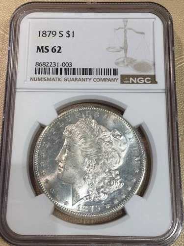 1879-S モルガン銀貨 NGC MS61 - 実物コイン #1003