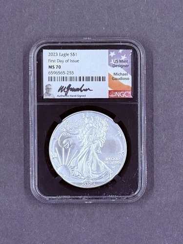 2023年アメリカンシルバーイーグル NGC MS70 発行初日 マイケル・ガウディオーソ直筆サイン入り