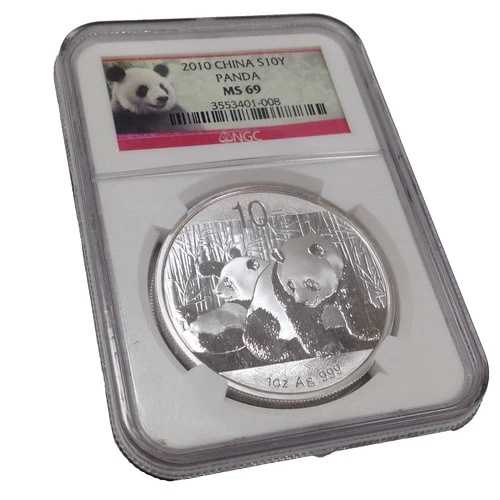 2010年 中国製 チャイナパンダ S10Y 1オンス .999 純銀 NGC MS69 送料無料
