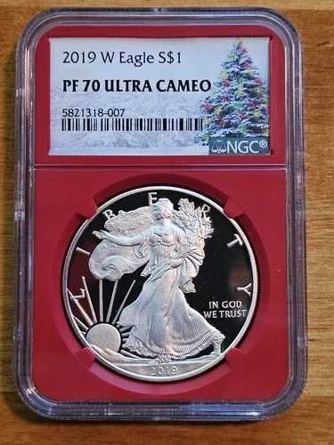2019-W アメリカン シルバー イーグル $1 PF70 ウルトラカメオ 1オンス .999 純銀