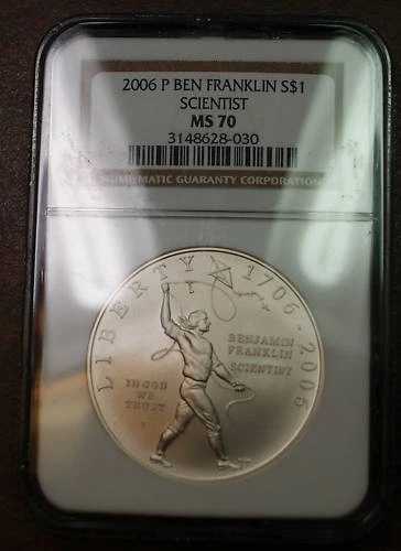 2006年ベン・フランクリン・サイエンティスト・シルバー・ダラー NGC MS-70