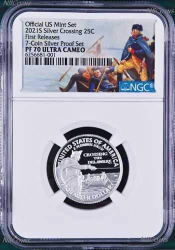 2021 S NGC シルバー プルーフ ワシントン クロッシング デラウェア クォーター PF70 ウルトラカメオ FR 54,120円