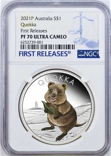 2021年 オーストラリア クオッカ シルバー カラープルーフ NGC PF70 ウルトラカメオ 1オンス 1ドルコイン FR