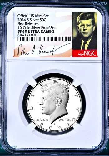 2024 S プルーフ シルバー ケネディ ハーフダラー 50セント NGC PF69 UC FR 「10枚セット PF」