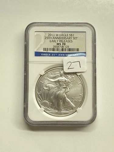 2011-W シルバーイーグル 25周年記念 NGC MS70 アーリーリリース .999 ファインアメリカン