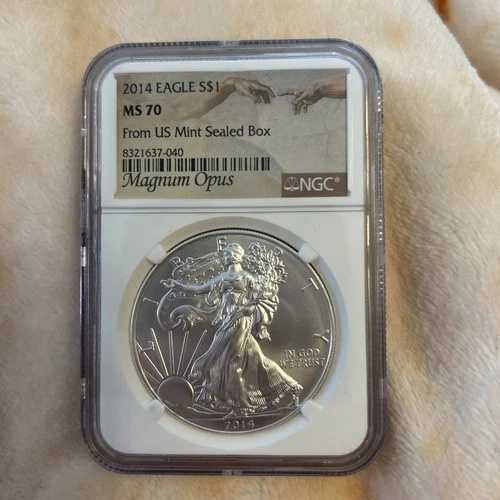 2014年 シルバー アメリカンイーグル MS-70 NGC マグナム・オプス 米国造幣局 未開封ボックス