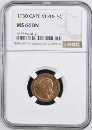 カーボベルデ、1930年 5セント、NGC MS64、グレードが2つだけ高い