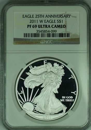 2011-W ASE プルーフ シルバー $1 イーグル 25周年記念 NGC PF 69 ウルトラカメオ (49)