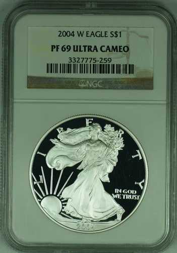 2004-W アメリカン プルーフ シルバー イーグル $1 NGC PF 69 ウルトラ カメオ (49)