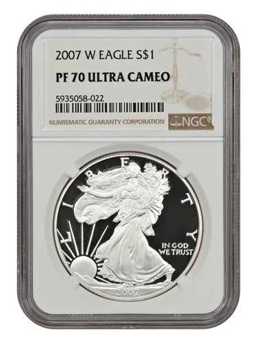 2007-W $1 シルバーイーグル NGC PR70DCAM - シルバーイーグル