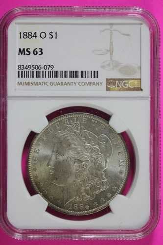 1884 O MS 63 リバティ・モーガン銀貨 NGC認定 鑑定済み 本物 655
