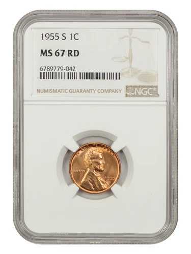 1955-S 1C NGC MS67RD