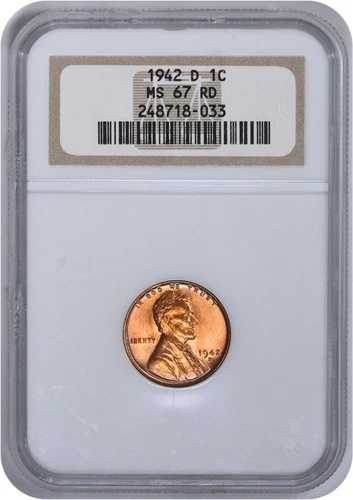 1942-D リンカーン セント MS67RD NGC