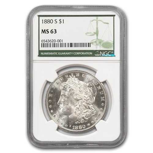 1880-S モルガン・ダラー MS-63 NGC（グリーンラベル）