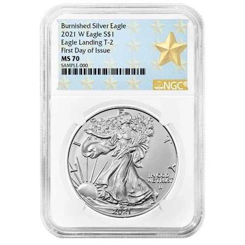 2021-W バーニッシュド $1 タイプ2 アメリカンシルバーイーグル NGC MS70 FDI ウェストポイントスター