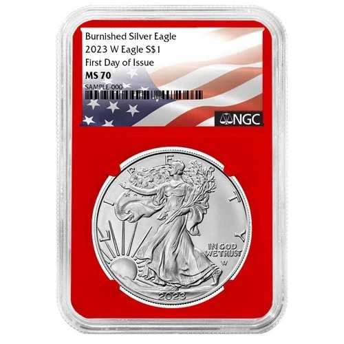 2023-W バーニッシュド 1ドル アメリカン シルバー イーグル NGC MS70 FDI フラッグラベル レッドコア
