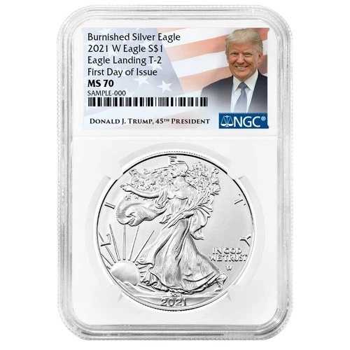 2021-W バーニッシュド 1ドル タイプ2 アメリカンシルバーイーグル NGC MS70 FDI トランプラベル 52,800円