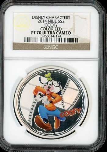 2014年 グーフィー ディズニーキャラクター カラーライズ NIUE 2ドル NGC PF 70