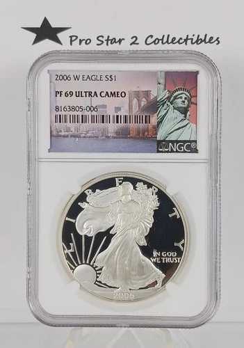 2006年 Wイーグル S$1 PF 69 ウルトラカメオ 自由の女神ラベル NGC