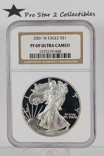 2001 W シルバーイーグル S$1 PF69 ウルトラカメオ ブラウンラベル NGC