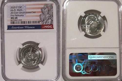 2025 P アイダ B ウェルズ 25セント NGC MS 68 アメリカ人女性用クォーター 初版