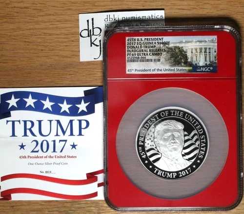 2017年 エクイティギニー 1000ドル .999 シルバー ドナルド・トランプ就任式記念 NGC PF69 UC dbkjC