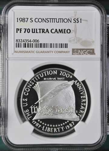 :1987-S シンガポールドル 1ドル 憲法 200周年記念 NGC PF70UC 希少 R4 トップポップ