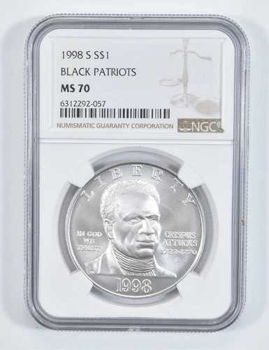1998年 S ブラック・パトリオット記念銀貨 NGC MS70