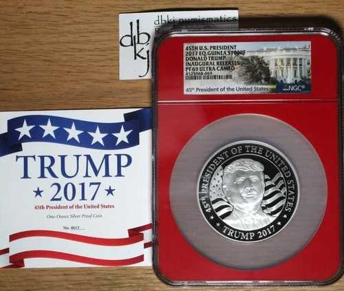 2017年 エクイティ・ギニア $1000F .999 シルバー ドナルド・トランプ就任式記念 NGC PF69 UC dbkjB