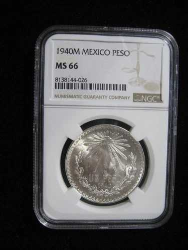 1940年 メキシコ シルバーペソ NGC MS 66