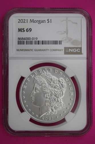 2021 P MS 69 モルガン銀貨 NGC 正規認定グレーディングコインスラブ 140