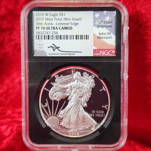 2016-W シルバーイーグル NGC PF70 ウルトラカメオ メルカンティ サイン入り WP ミントホード レタード