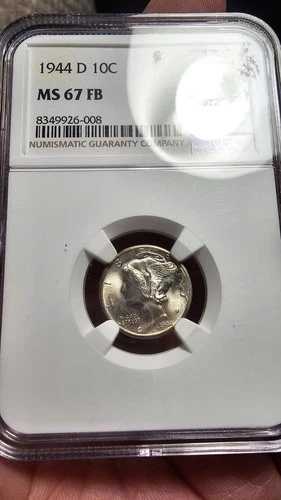 1944年 D マーキュリーダイム MS 67 FB NGC