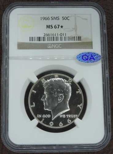 1966年 ケネディ ハーフダラー SMS NGC MS 67 スター 米国造幣局 50セントコイン