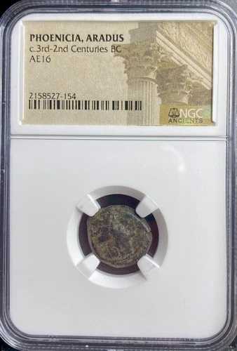 紀元前174-141年 フェニキア貨幣 NGC 真正アラドゥス市 ティケー ガレー船 フェニキア