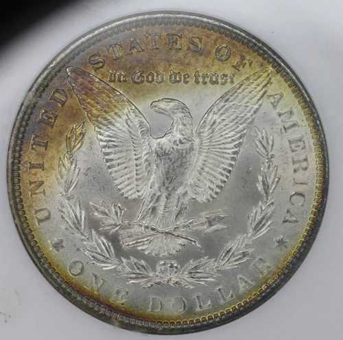 1885年製 トーン加工 レインボー モルガン銀貨 - NGC MS 63