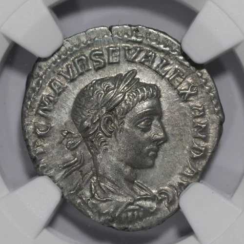 セウェルス・アレクサンダー AR デナリウス ローマ帝国銀貨 西暦222-235年 NGC Ch AU