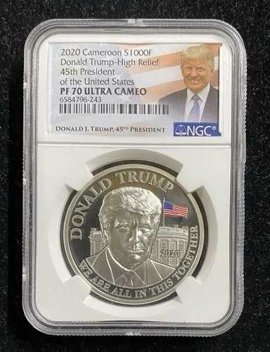 2020年 カメルーン 1000F 1オンス シルバー ドナルド・トランプ ハイレリーフ NGC PF70 ウルトラカメオ