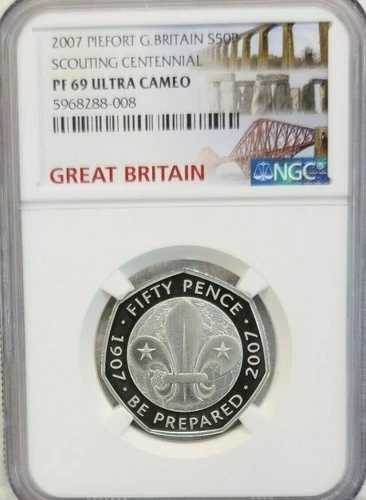2007年 イギリス 銀貨 50ペンス ピエフォート スカウティング NGC PF 69 ウルトラカメオトップ