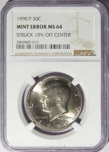 1990-P ケネディ ハーフダラー 中央10%オフ NGC MS-64
