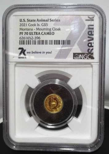 2021年 クック諸島 5ドル金貨 米国州動物シリーズ モンタナクローク NGC PF70 U.C
