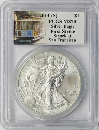 2014-(S) アメリカンシルバーイーグル $1 PCGS MS70 サンフランシスコ造幣局 ファーストストライク