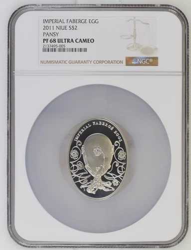 2ドル 2011年 ニウエ パンジー シルバー プルーフ NGC PF68