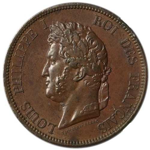 フランス コロニー 10 サンタイム 1839-A ルイ フィリップ 1 世 NGC MS62BN パリ造幣局
