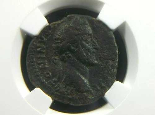 AE ローマ皇帝アントニヌス・ピウス・アンノナの裏面 西暦138-161年 NGC VF 5010