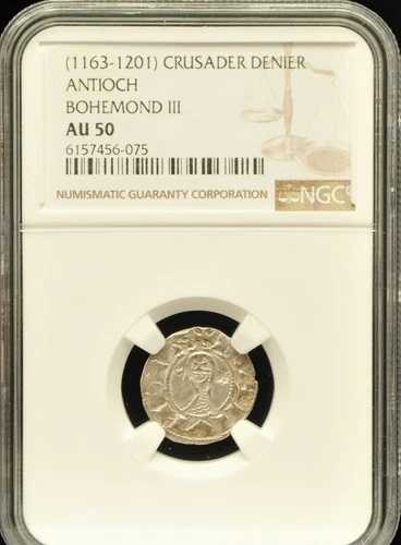 (1163-1201) クルセイダー デニール アンティオキア ボエモン III NGC AU 50#H955