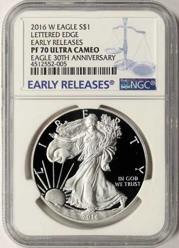 2016-W レタードエッジ シルバー アメリカンイーグル $1 NGC PF70UCAM アーリーリリース 56,760円